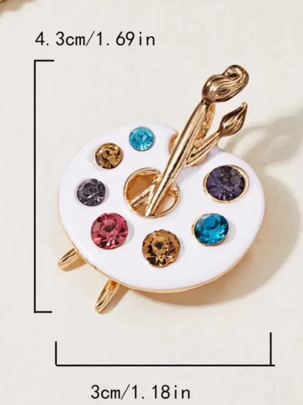 White Enamel Artist Palette Brooch